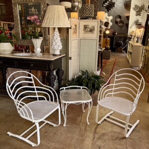 Vintage Wrought Iron Bounce Chairs and Table