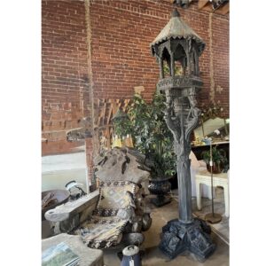 Antique Carved Wood and Copper Peacock Pagoda