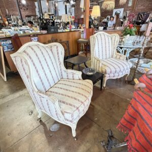 Pair Of Upholstered and Painted Wingback Chairs