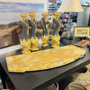 Hollywood Regency-Chinese Koi Fish Console with Marble Top