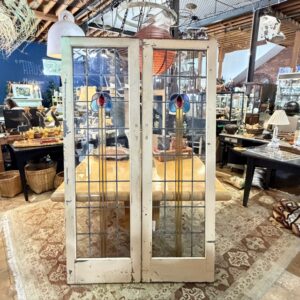 Pair of Vintage English Leaded Glass Doors