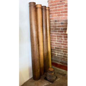 Four Oak Columns With Capitals and Bases