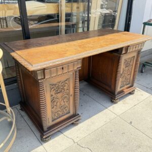 1910 Antique Revival Carved Oak Desk