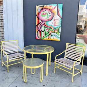 Yellow Outdoor Set Two Tables and Two Chairs