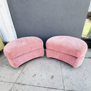 Pair Of Modern Blush Upholstered Ottomans