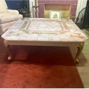 Gilt Wood and Oynx Coffee Table
